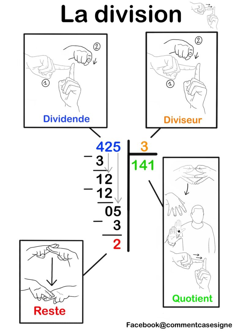 Les mathématiques en langue des signes française : donimos, nombre, chiffre, division, multiplication, calcul 